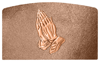 DACRO 516 CP SH BZ Copper Praying Hands Shimmer Bronze Background